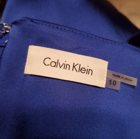 Calvin Klein Blue Stretch Silky Pleated Dr… - Picture 4 of 5